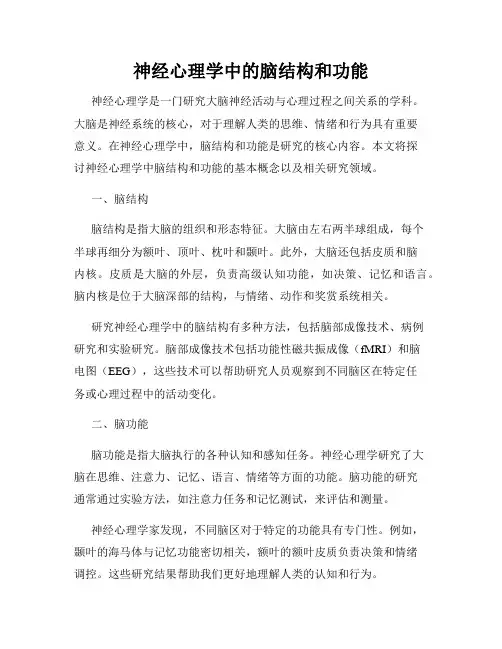 神经心理学中的脑结构和功能