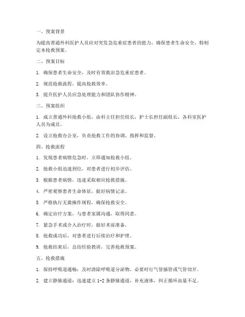 普通外科抢救预案模板