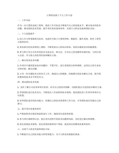 计算机高级工个人工作计划
