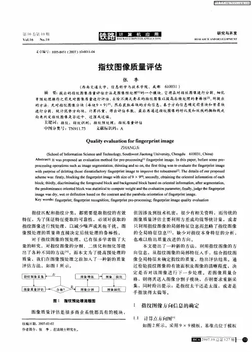 指纹图像质量评估