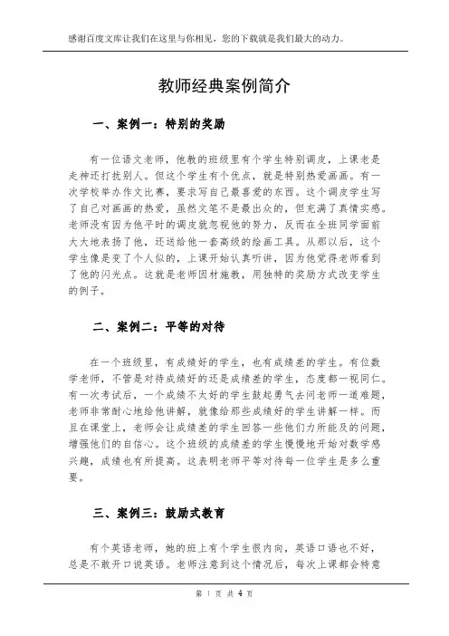 教师经典案例简介