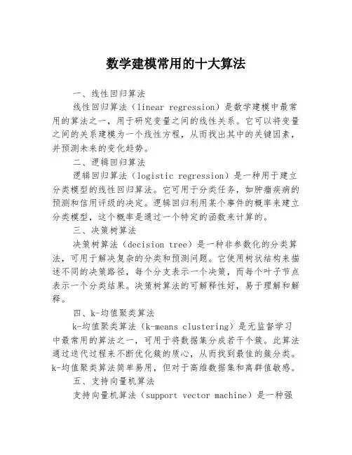 数学建模常用的十大算法