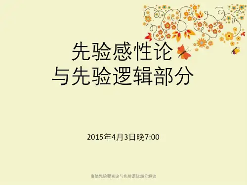 康德先验要素论与先验逻辑部分解读