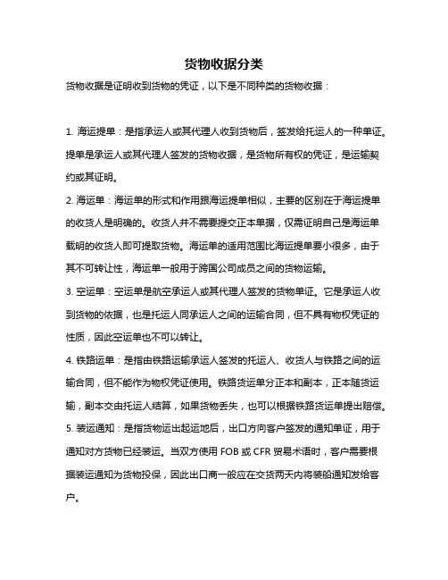 货物收据分类