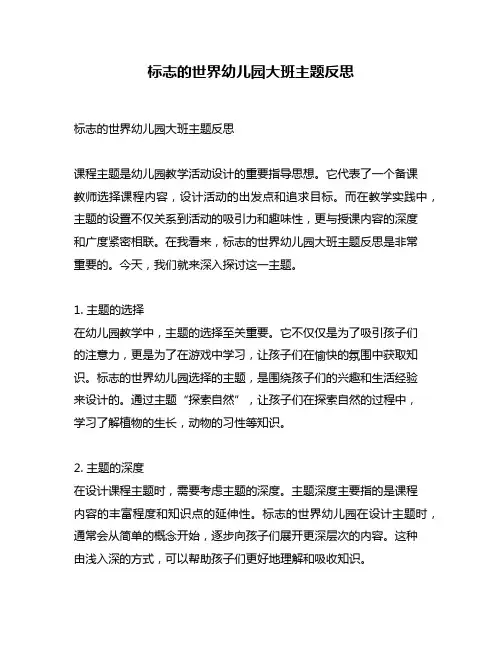 标志的世界幼儿园大班主题反思