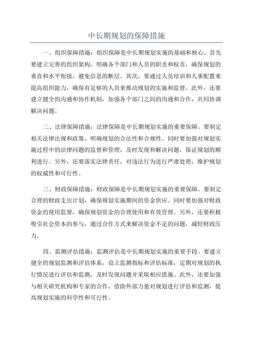中长期规划的保障措施