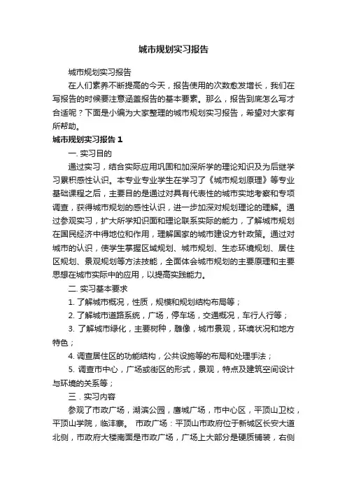 城市规划实习报告