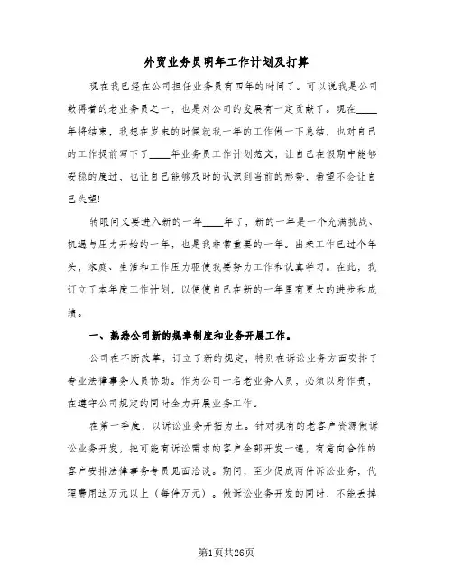 外贸业务员明年工作计划及打算(6篇)