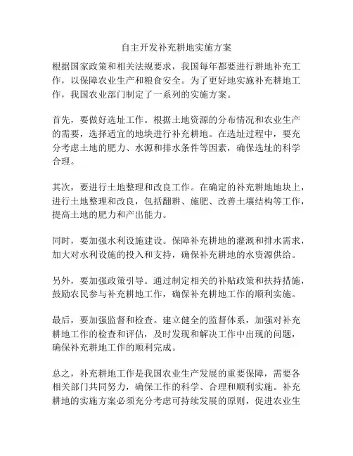 自主开发补充耕地实施方案