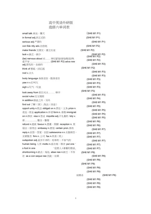 (完整)高中英语外研版必修六单词表