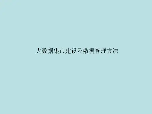 大数据集市建设、数据质量及数据管理方法