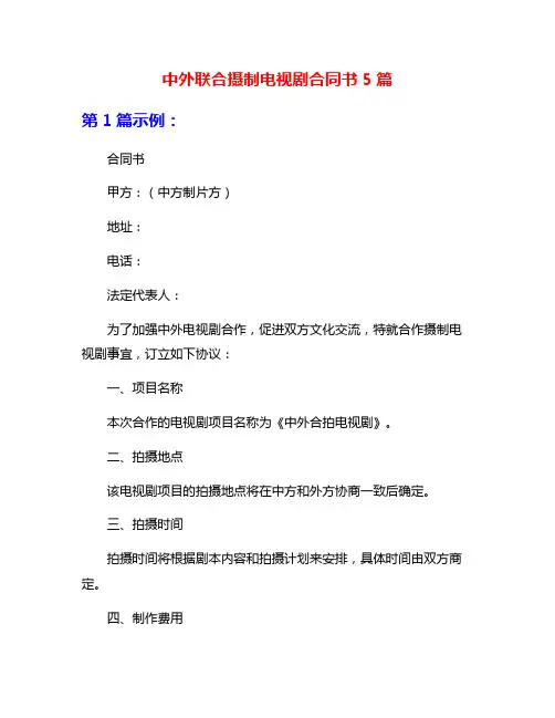 中外联合摄制电视剧合同书5篇