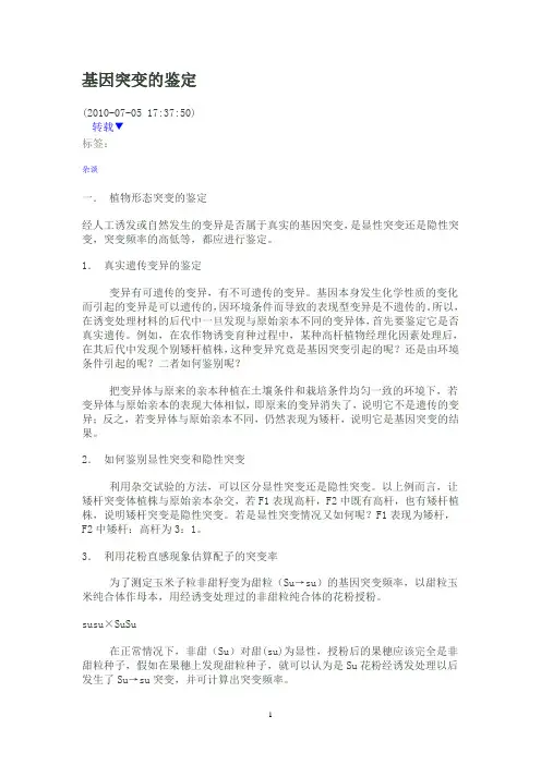 基因突变的鉴定