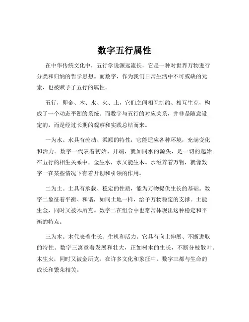 数字五行属性