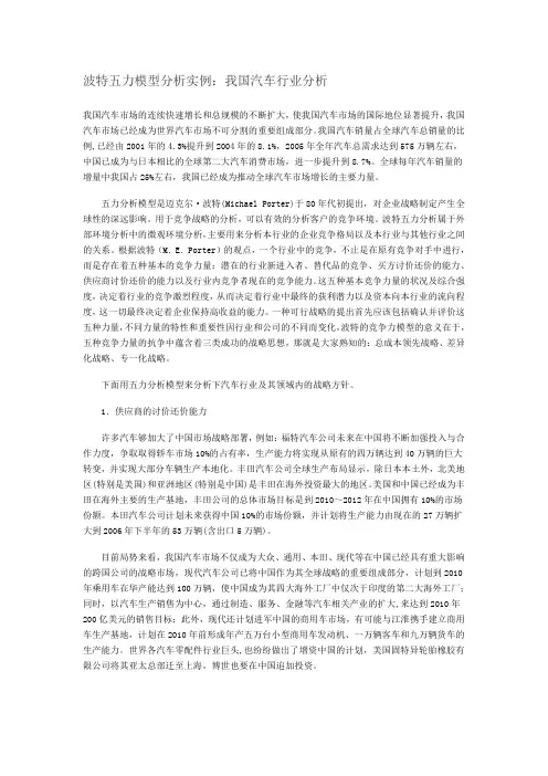 波特五力分析实例