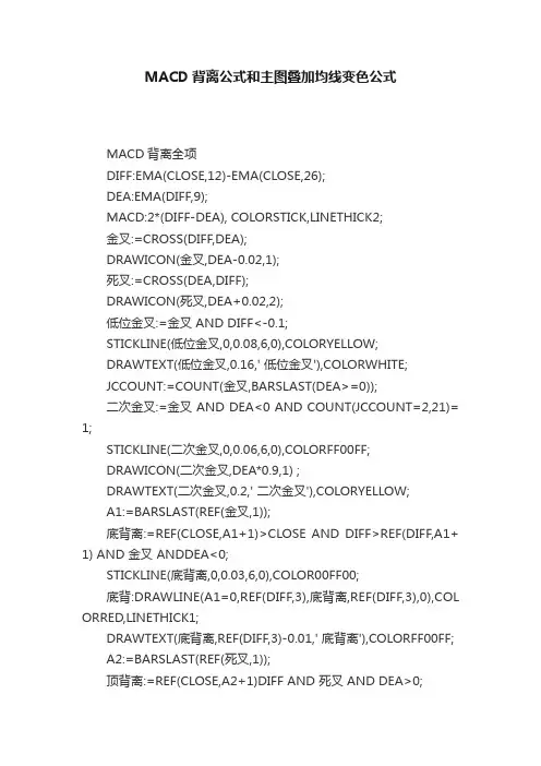 MACD背离公式和主图叠加均线变色公式