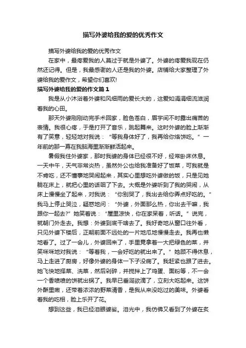 描写外婆给我的爱的优秀作文