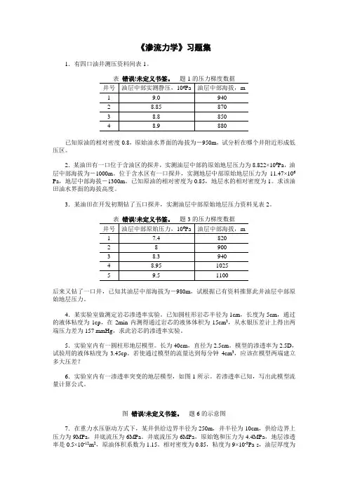 渗流力学习题集