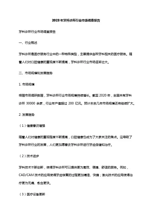 2023年牙科诊所行业市场调查报告
