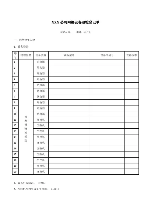 网络设备巡检表