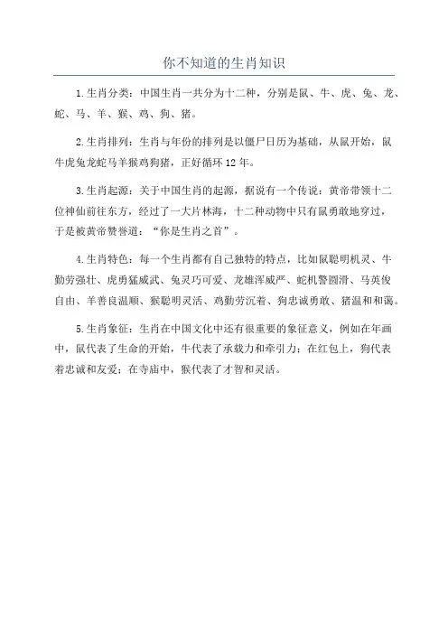 你不知道的生肖知识