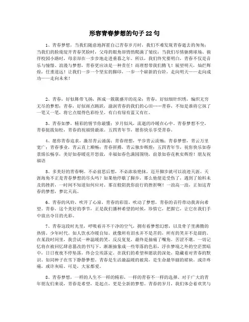 形容青春梦想的句子22句