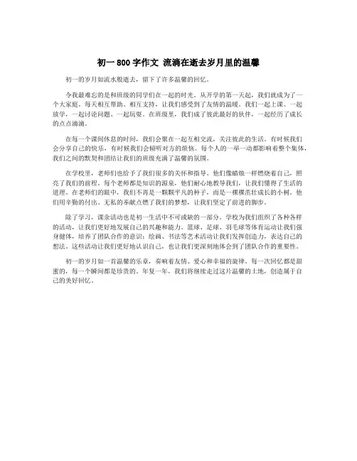 初一800字作文 流淌在逝去岁月里的温馨