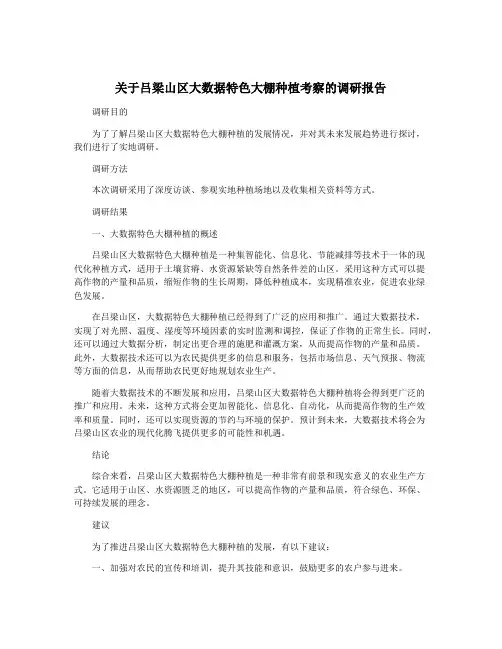 关于吕梁山区大数据特色大棚种植考察的调研报告