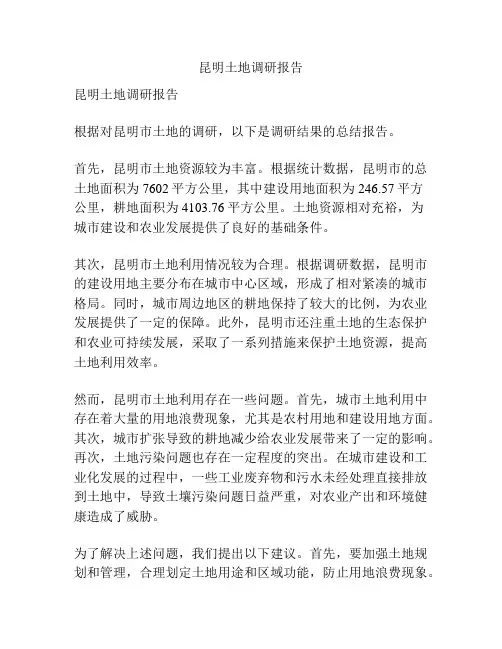 昆明土地调研报告