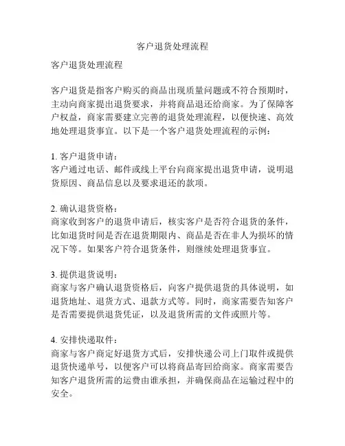 客户退货处理流程