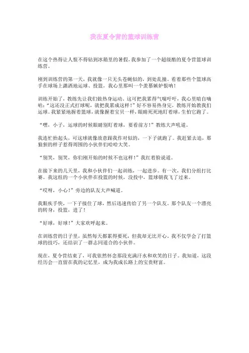 我在夏令营的篮球训练营