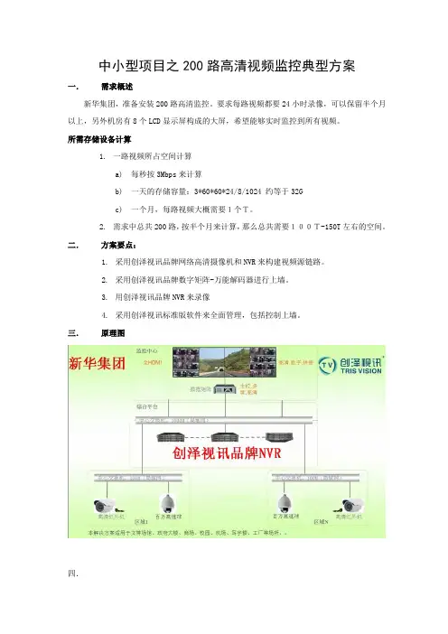 新华集团200路百万高清视频监控典型方案