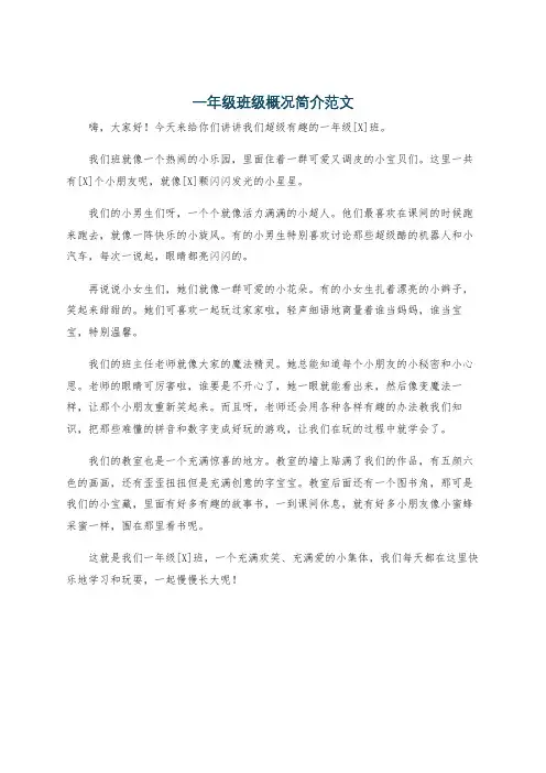 一年级班级概况简介范文