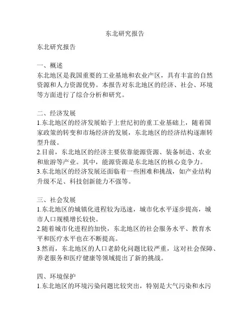 东北研究报告