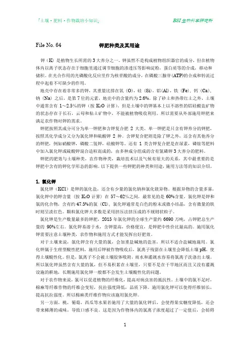 FileNo.64钾肥种类及其用途