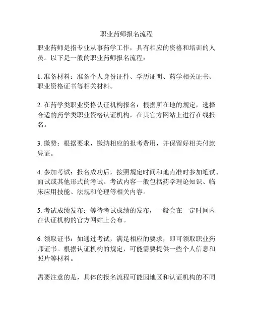 职业药师报名流程