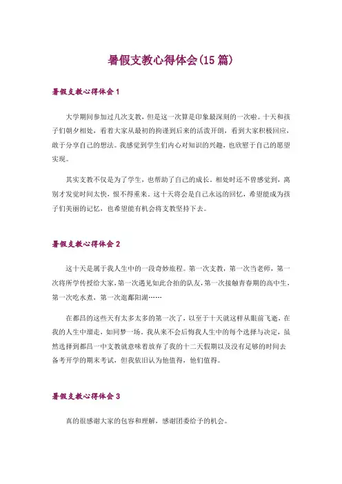 暑假支教心得体会(15篇)