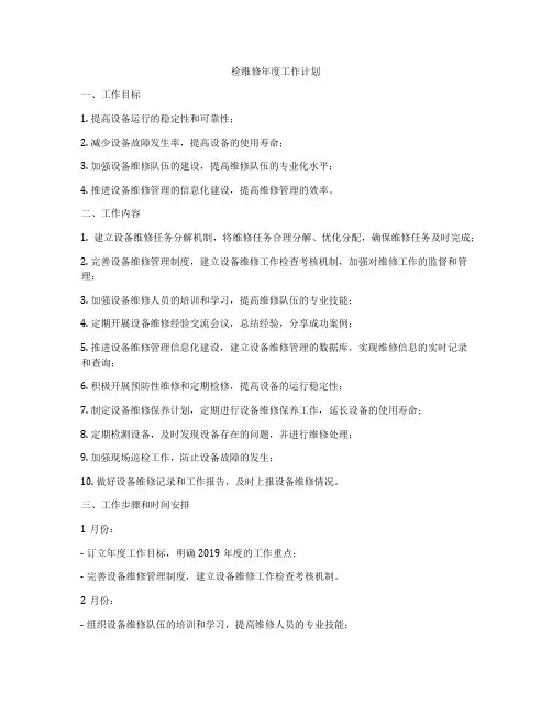 检维修年度工作计划