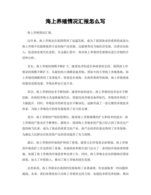 海上养殖情况汇报怎么写