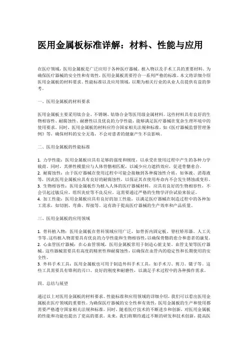 医用金属板标准