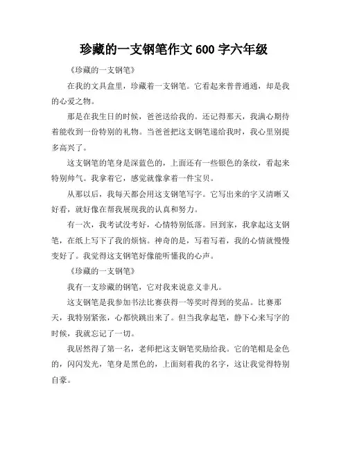 珍藏的一支钢笔作文600字六年级