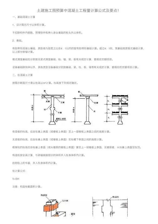 土建施工图预算中混凝土工程量计算公式及要点！
