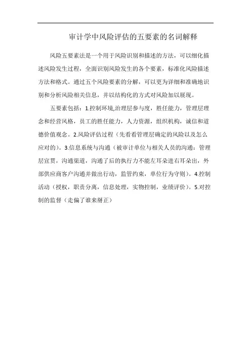 审计学中风险评估的五要素的名词解释