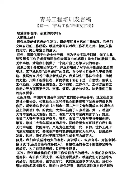 青马工程培训发言稿
