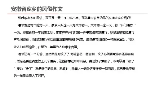 安徽省家乡的风俗作文