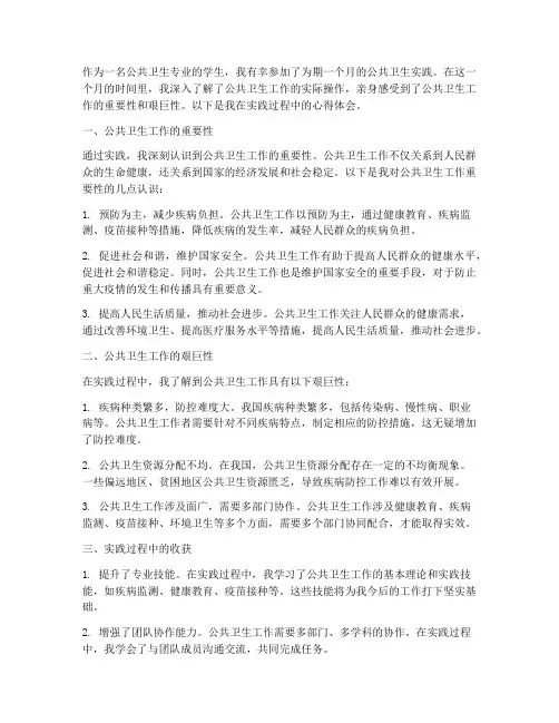 公卫实践心得体会