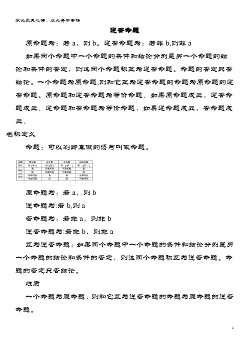 高中数学第一章常用逻辑用语11命题及其关系逆否命题素材1