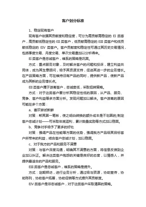 客户划分标准