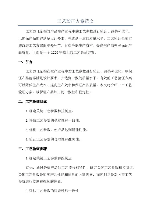 工艺验证方案范文
