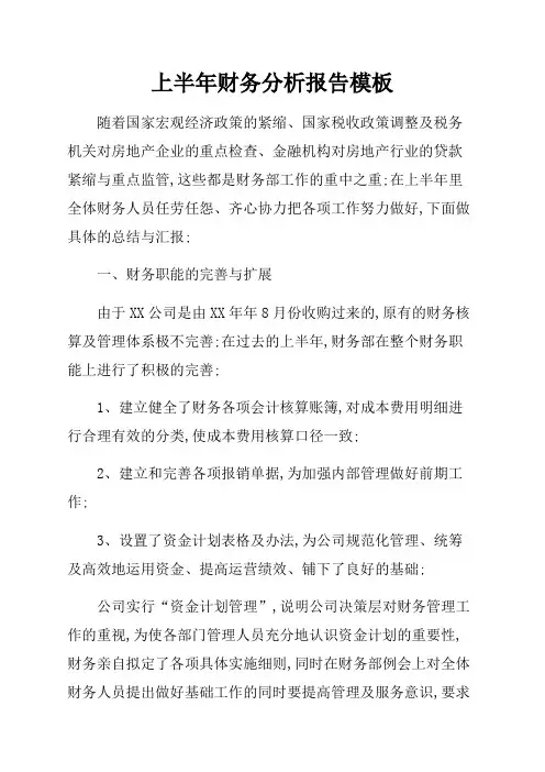上半年财务分析报告